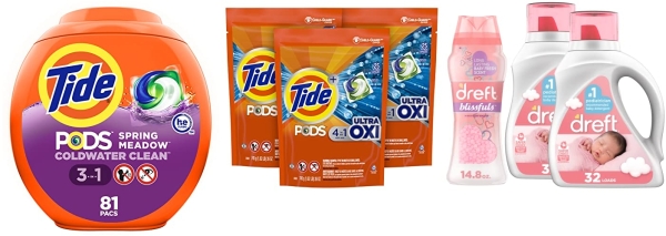 image of products available in sale of '.Save $10 when you purchase 4 or more P&G Fabric Care offered by Amazon.com.'