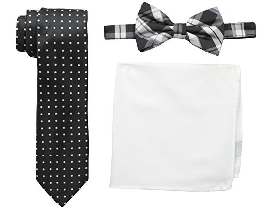 Nick Graham Men's Plaid Neck Tie with Polka Dot Bow Tie and Solid Pocket Square, Multi, One Size $14.23 (reg. $14.91)