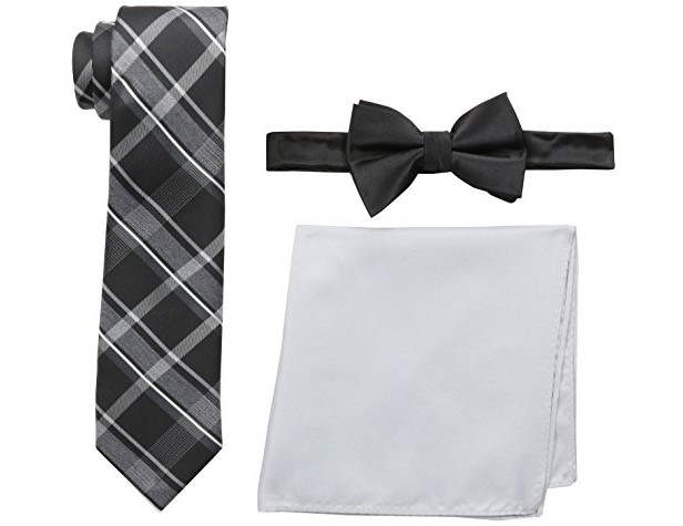 Nick Graham Men's Necktie, Bow Tie and Pocket Square Set, Black, One Size $7.43