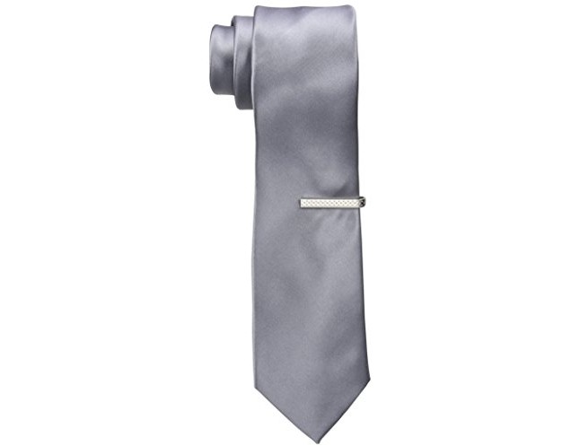 Nick Graham Men's Solid Satin Neck Tie, Silver, One Size $9.58 (reg. $10.08)