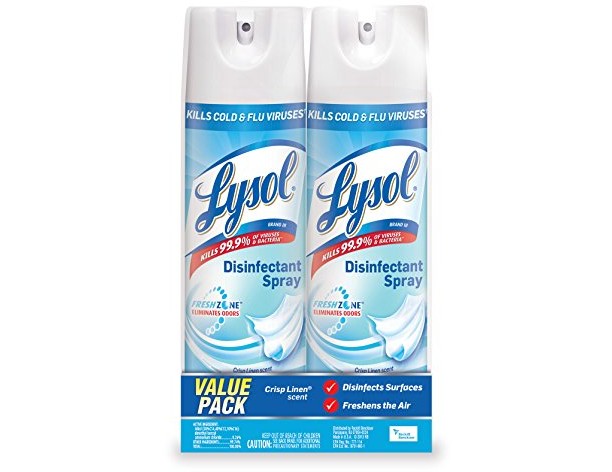 Lysol Disinfectant Spray, Crisp Linen, 38oz (2x19oz) $9.83 (reg. $13.99)