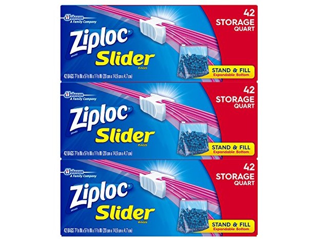 Ziploc Slider Storage Bags, Quart, 126 Count $11.97 (reg. $14.40)