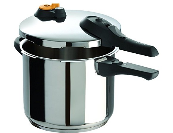 T-fal P25107 Stainless Steel Dishwasher Safe PTFE PFOA and Cadmium Free 10 / 15-PSI Pressure Cooker Cookware, 6.3-Quart, Silver $43.64 (reg. $99.99)