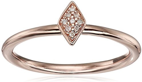 Sterling Silver with Pink Gold Plating Diamond Ring, Size 7 $9.88