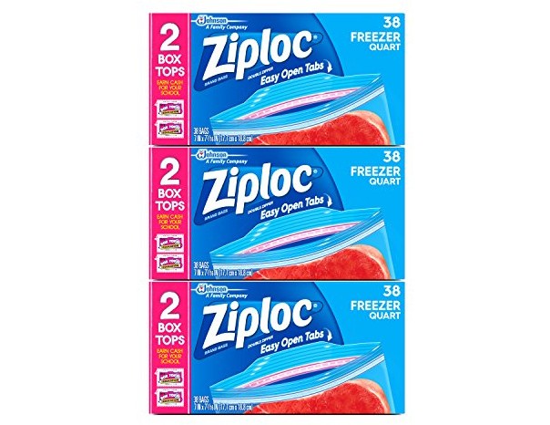 Ziploc Quart Freezer Bags, 114 Count $9.99 (reg. $16.11)