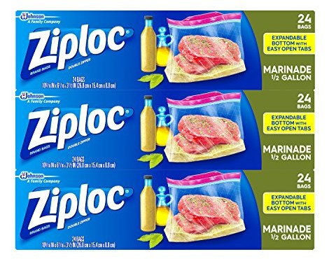 Ziploc 1/2-Gallon All Purpose Marinade Bag, 72 Count $7.99 (reg. $10.99)
