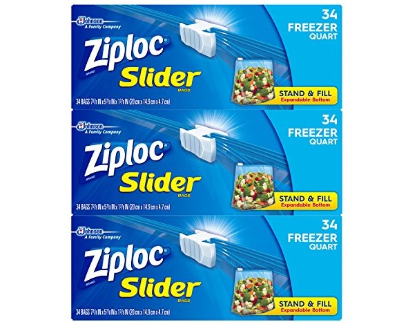 Ziploc Quart Slider Freezer Bags, 102 Count $6.75 (reg. $12.57)