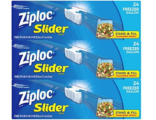Ziploc Gallon Slider Freezer Bags, 72 Count $6.75 (reg. $12.57)