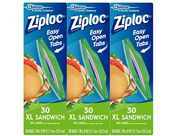 Ziploc Sandwich Bags, XL, 90 Count $6.99 (reg. $8.97)