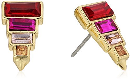 Rebecca Minkoff Stacked Baguette Gold/Red Stud Earrings $38.00