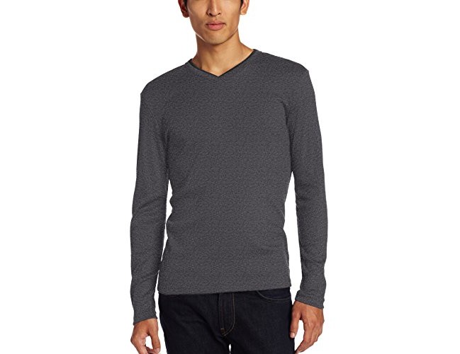 Calvin Klein Men's Long Sleeve Ribbed V-Neck T-Shirt, Medium Grey Heather, Medium $12.62 (reg. $39.50)