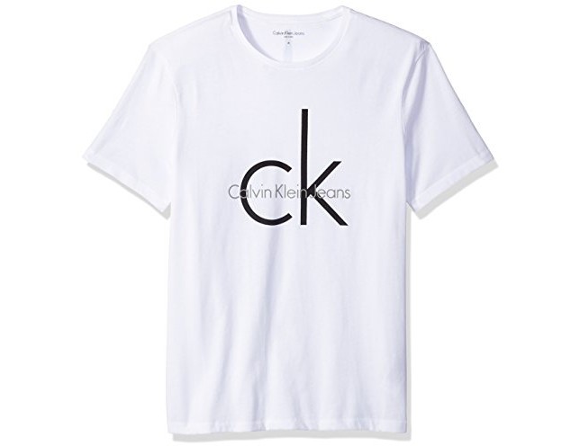 Calvin Klein Jeans Men's Short Sleeve Classic Ck Logo Crew Neck T-Shirt, White Wash, X-Large $12.72 (reg. $29.50)