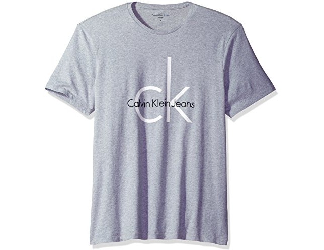 Calvin Klein Jeans Men's Short Sleeve Classic Ck Logo Crew Neck T-Shirt, Light Grey Heather, X-Large $12.77 (reg. $29.50)