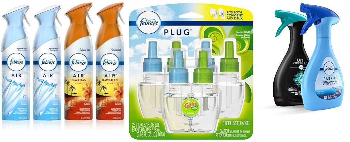 Febreze Air Freshener, 2 Linen & Sky and 2 Hawaiian Aloha scents (4 Count, 8.8 fl oz)