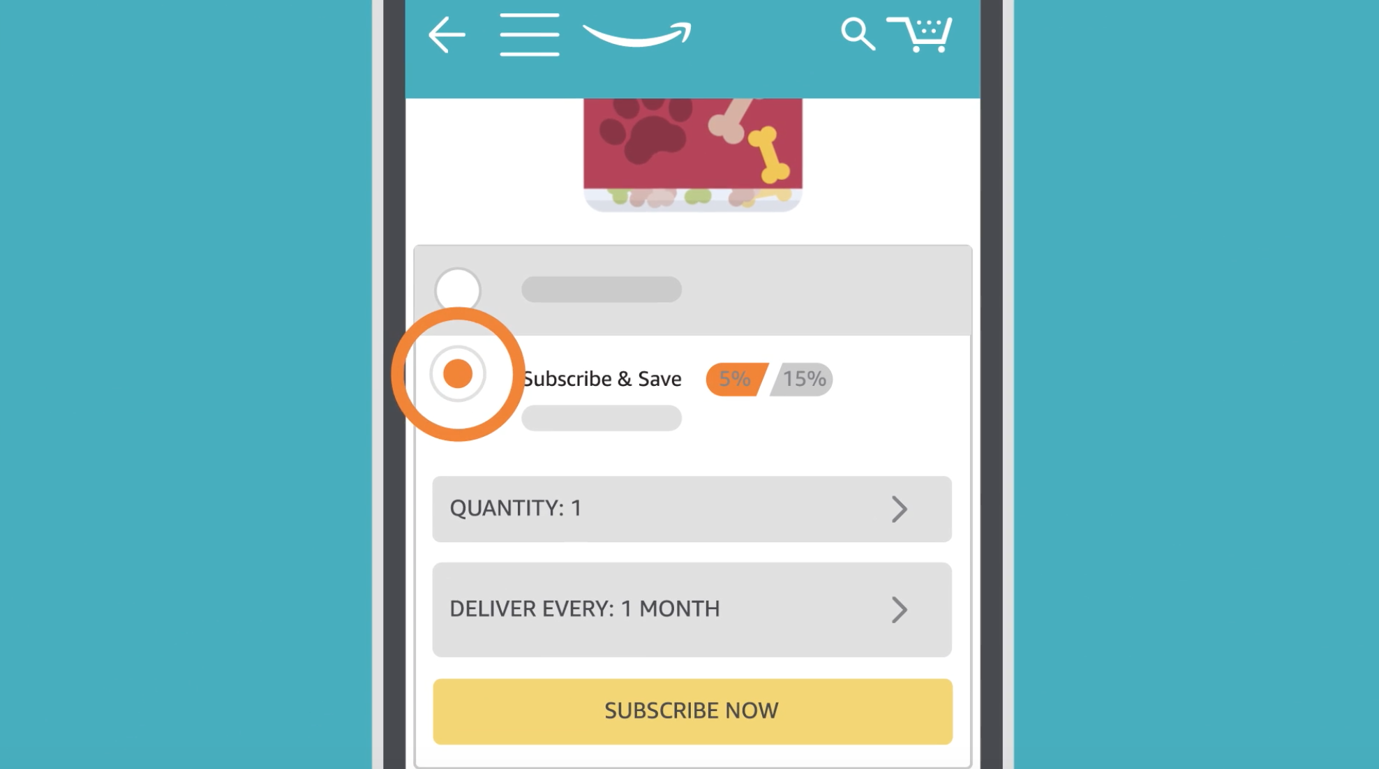 Image of Customer using Amazon App to Claim Subscribe & Save Deal