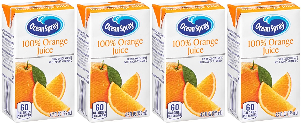 Ocean Spray 100 Orange Juice Drink, 4.2 Ounce Juice Boxes