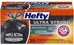 Hefty Ultra Strong Multipurpose Large Black Trash Bags - White Pine, 30 Gallon, 25 Count
