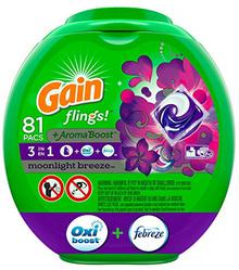 Gain flings! Laundry Detergent Pacs plus Aroma Boost, Moonlight Breeze Scent, HE Compatible, 81 Count