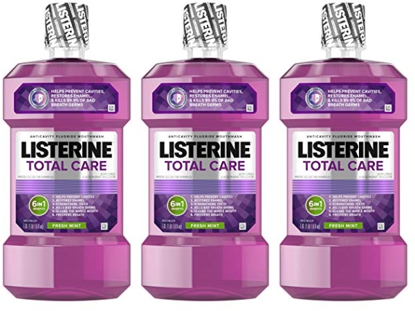 Purchase Listerine Total Care Anticavity Mouthwash, 6 Benefit Fluoride Mouthwash for Bad Breath and Enamel Strength, Fresh Mint Flavor, 1 L at Amazon.com