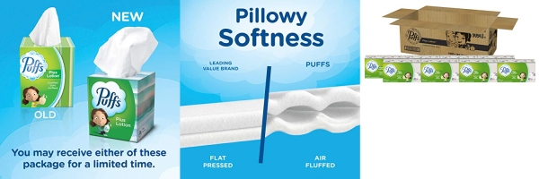 Purchase Puffs Plus Lotion Facial Tissues, 8 Family Boxes, 120 Tissues per Box on Amazon.com