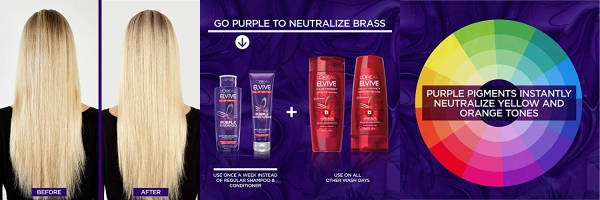 Purchase L'Oreal Paris Elvive Color Vibrancy Anti-Brassiness Purple Conditioner for Color Treated Hair, 5.1 Fl. Oz on Amazon.com