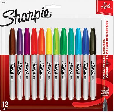 Purchase Sharpie Permanent Markers, Fine Point, Assorted Colors, 12 Count at Amazon.com