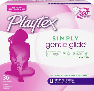 Purchase Playtex Simply Gentle Glide Unscented Tampons, Ultra Absorbency, 36 Count at Amazon.com