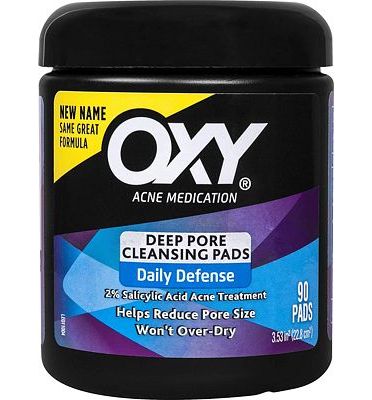 Purchase OXY Acne Medication Cleansing Pads  Daily Defense with Maximum Strength 2% Salicylic Acid (90 pads; Pack of 3) at Amazon.com