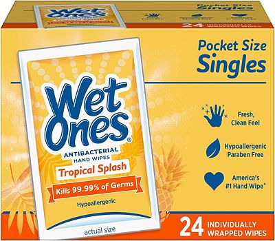 Purchase Wet Ones Citrus Antibacterial Hand and Face Wipes Singles, 24-Count (Pack of 5) at Amazon.com