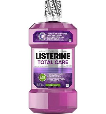 Purchase Listerine Total Care Anticavity Mouthwash, 6 Benefit Fluoride Mouthwash for Bad Breath and Enamel Strength, Fresh Mint Flavor, 1 L at Amazon.com