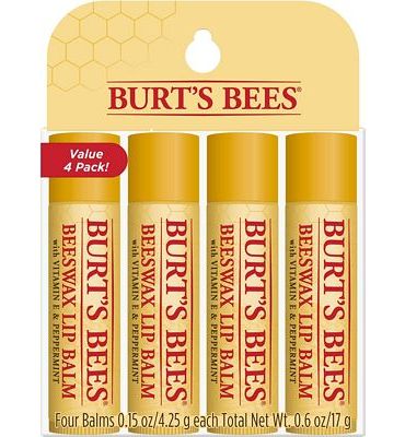Purchase Burt's Bees 100% Natural Moisturizing Lip Balm, Original Beeswax with Vitamin E & Peppermint Oil  4 Tubes at Amazon.com