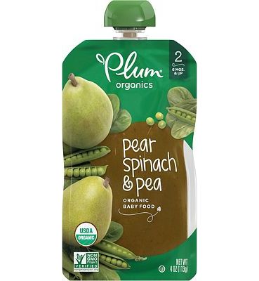 Purchase Plum Organics Stage 2, Organic Baby Food, Pear, Spinach and Pea, 4 ounce pouches (Pack of 12) at Amazon.com