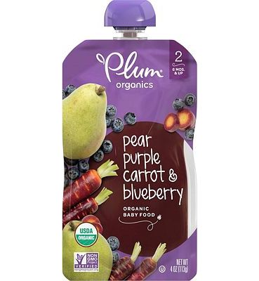 Purchase Plum Organics Stage 2, Organic Baby Food, Pear, Purple Carrot and Blueberry, 4 Oz per pack, Pack of 12 at Amazon.com