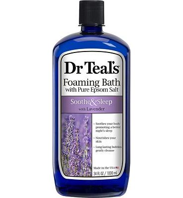 Purchase Dr Teals Foaming Bath with Pure Epsom Salt, Soothe & Sleep with Lavender, 34 Ounces at Amazon.com