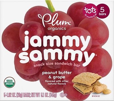 Purchase Plum Organics Jammy Sammy, Organic Kids Snack Bar, Peanut Butter & Grape, 5.1 oz, 5 bars (Pack of 6) at Amazon.com