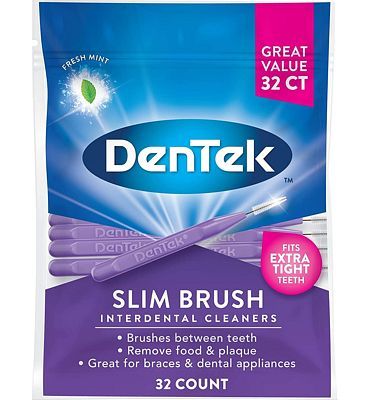 Purchase DenTek Slim Brush Interdental Cleaners, Brushes Between Teeth, Extra Tight Teeth, Mouthwash Blast Flavor, 32 Count at Amazon.com