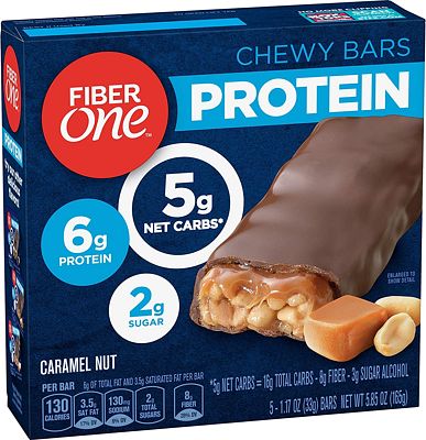 Purchase Fiber One Protein Bar, Caramel Nut Chewy Bars, 6g Protein, Snacks, 5 ct. at Amazon.com