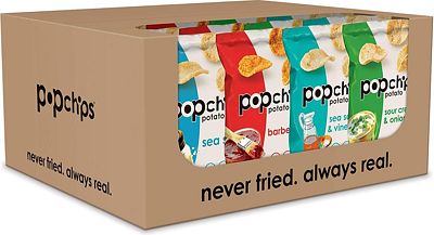 Purchase Popchips Potato Chips, Variety Pack, 24 Count (Single Serve 0.8 oz Bags), 4 Flavors: 8 Sea Salt, 8 BBQ, 4 Sour Cream & Onion, 4 Salt & Vinegar at Amazon.com