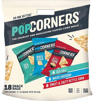 Purchase PopCorners Snacks Variety Pack, Gluten Free Chips Snack Packs, Kettle Corn, White Cheddar, Sea Salt, (18 Pack, 1 oz Snack Bags) at Amazon.com