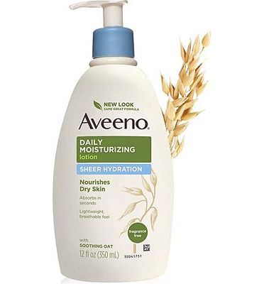 Purchase Aveeno Sheer Hydration Daily Moisturizing Lotion for Dry Skin with Soothing Oat, Lightweight, Fast-Absorbing & Fragrance-Free Intense Body Moisturizer, 12 fl. oz at Amazon.com