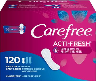 Purchase Carefree Acti-Fresh Panty Liners, Soft and Flexible Feminine Care Protection, Regular, 120 Count at Amazon.com