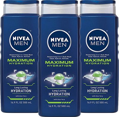 Purchase NIVEA Men Maximum Hydration 3-in-1 Body Wash - Clean, Hydrate and Refresh with Aloe Vera, 16.9 Fl Oz, Pack of 3 at Amazon.com