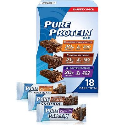 Purchase Pure Protein Bars, High Protein, Nutritious Snacks to Support Energy, Low Sugar, Gluten Free, Variety Pack, 1.76oz, 18 Pack at Amazon.com