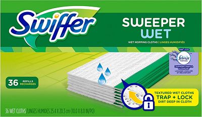 Purchase Swiffer Sweeper Wet Mop Refills for Floor Mopping and Cleaning, All Purpose Floor Cleaning Product, Lavender Vanilla and Comfort Scent, 36 Count at Amazon.com