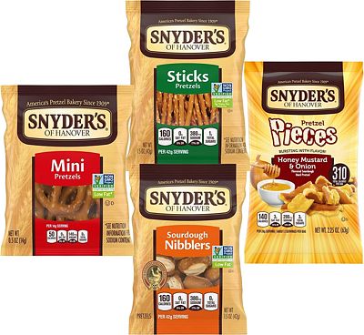 Purchase Snyder's of Hanover Pretzels Variety Pack, 4 Flavors, 36 Individual Snack Bags at Amazon.com