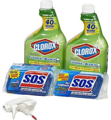 Purchase Clorox Clean-Up Bleach Cleaner Spray and S.O.S All Surface Scrubber Sponge Value Pack  Two 32 Ounce Bottles and 4 Sponges at Amazon.com