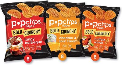 Purchase Popchips Ridges Potato Chips Variety Pack Single Serve 0.8 oz Bags (Pack of 24), Assorted Flavors at Amazon.com