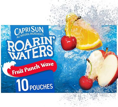 Purchase Capri Sun Roarin' Waters Fruit Punch Juice Drink (6 oz Pouches, 4 Boxes of 10) at Amazon.com