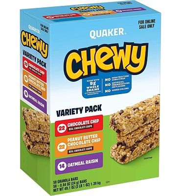 Purchase Quaker Chewy Granola Bars, 3 Flavor Variety Pack (58 Bars) at Amazon.com