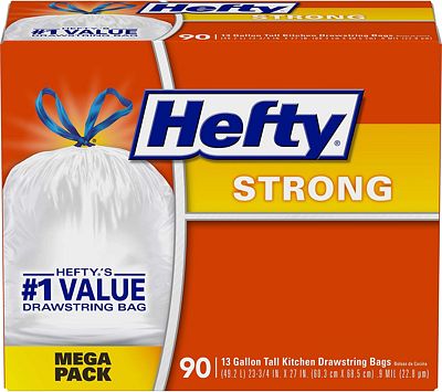 Purchase Hefty Strong Tall Kitchen Trash Bags - 13 Gallon, 90 Count at Amazon.com